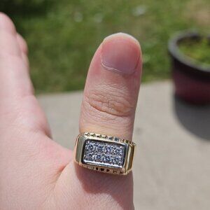 14K Yellow Gold Henry Dankner Diamond Imitation Bypass Wide Band Ring Size 9.5